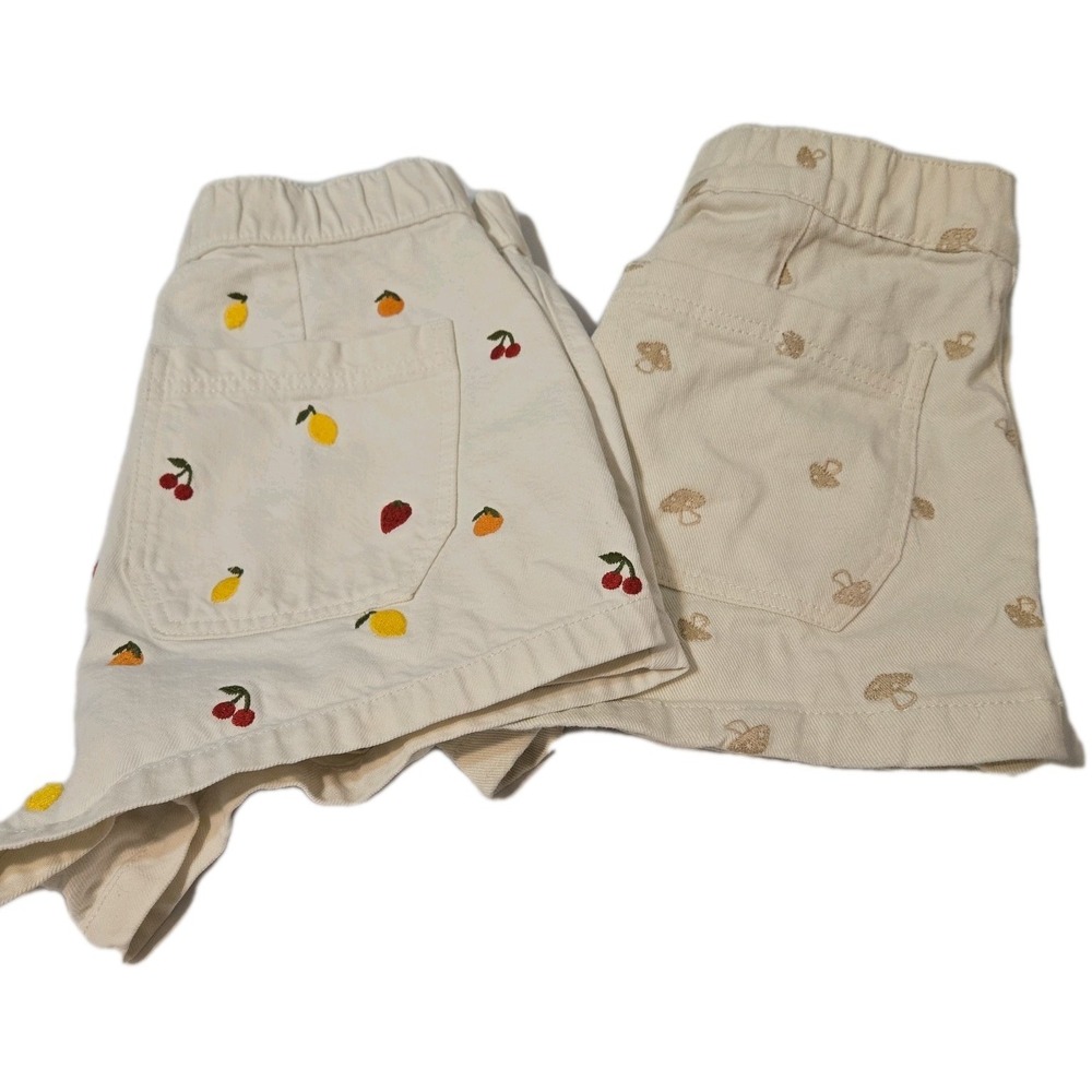 Pacsun 2 Piece Set Mushroom/Mini Fruit Embroidered Denim Boho Shorts Size Small